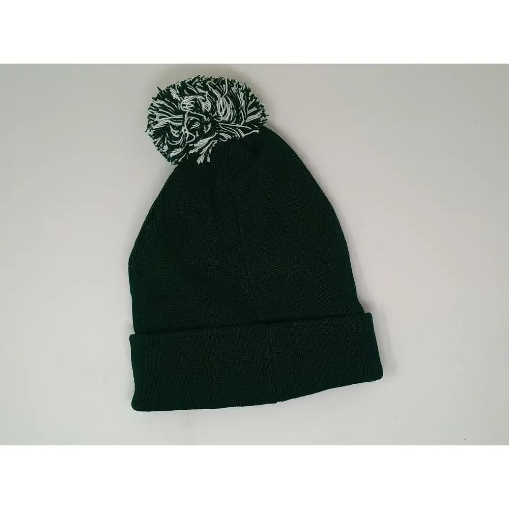 Victoria's Secret PINK Green Beanie Hat with Pom-Pom